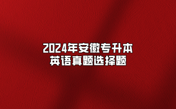 2024年安徽專升本英語真題選擇題