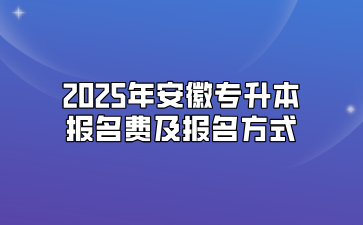 2025年安徽專升本報名費及報名方式