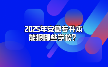 2025年安徽專升本能報哪些學校？