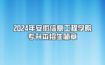 2024年安徽信息工程學(xué)院專升本招生簡(jiǎn)章